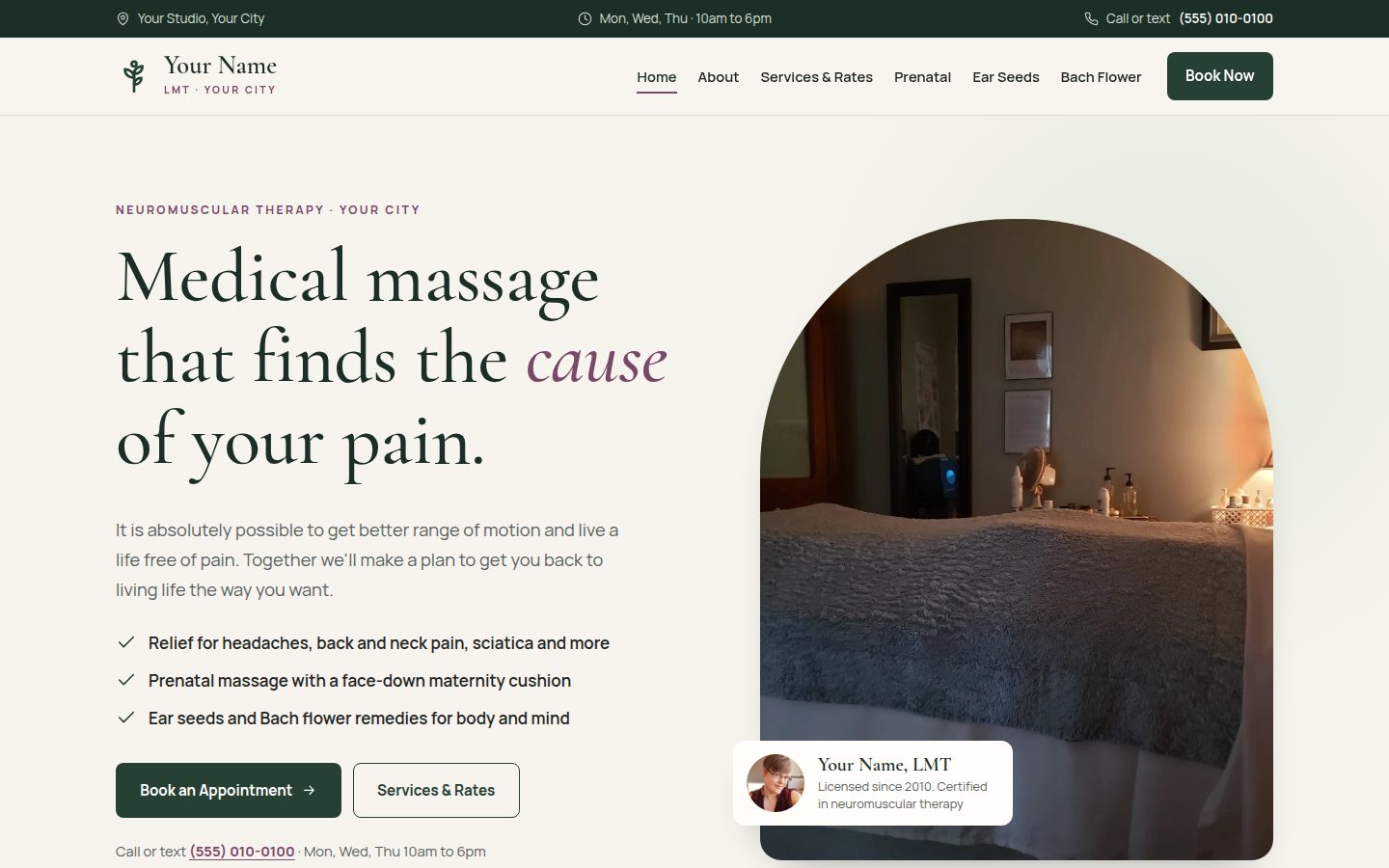 Medical massage home page