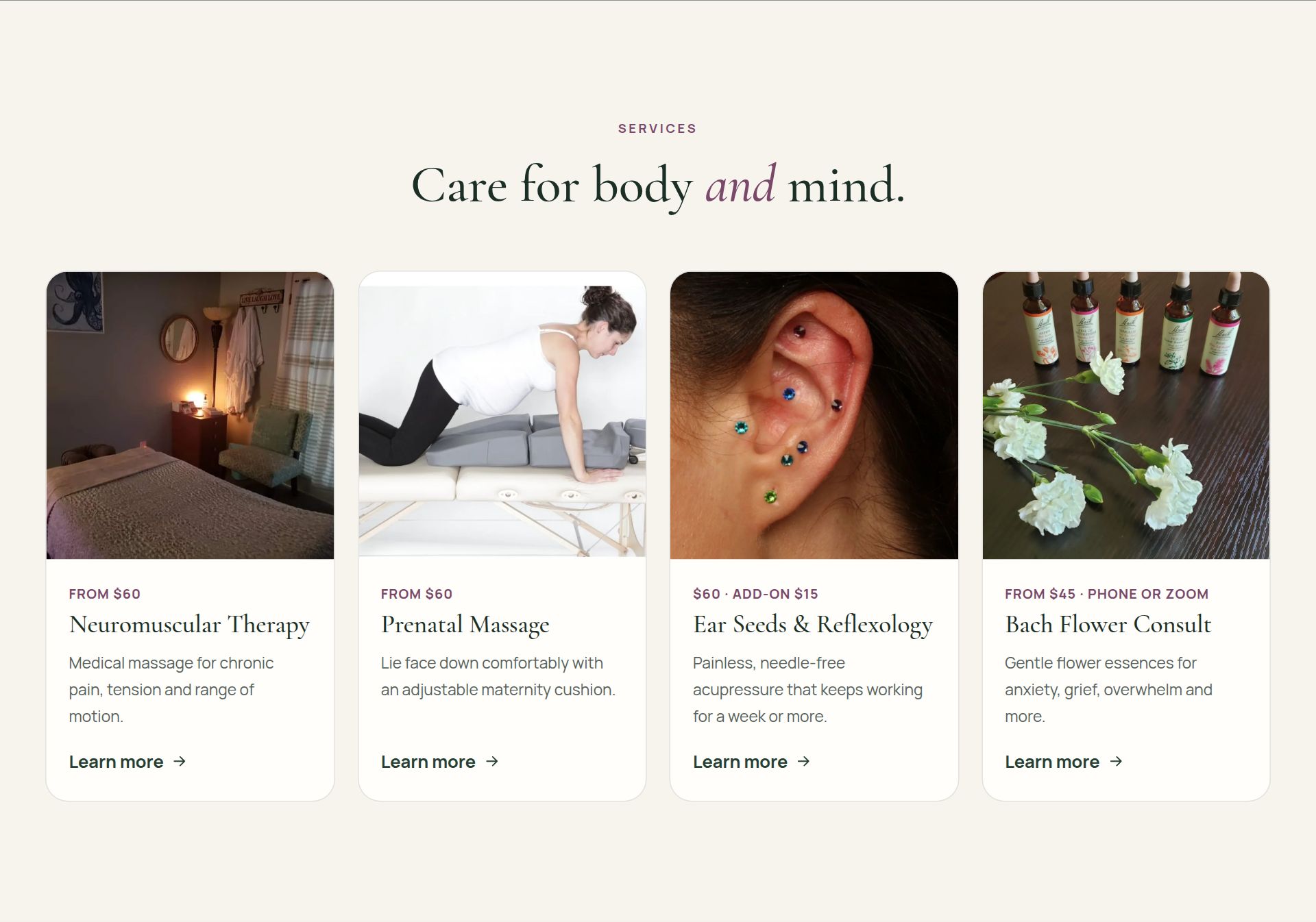 Service cards section from a client site
