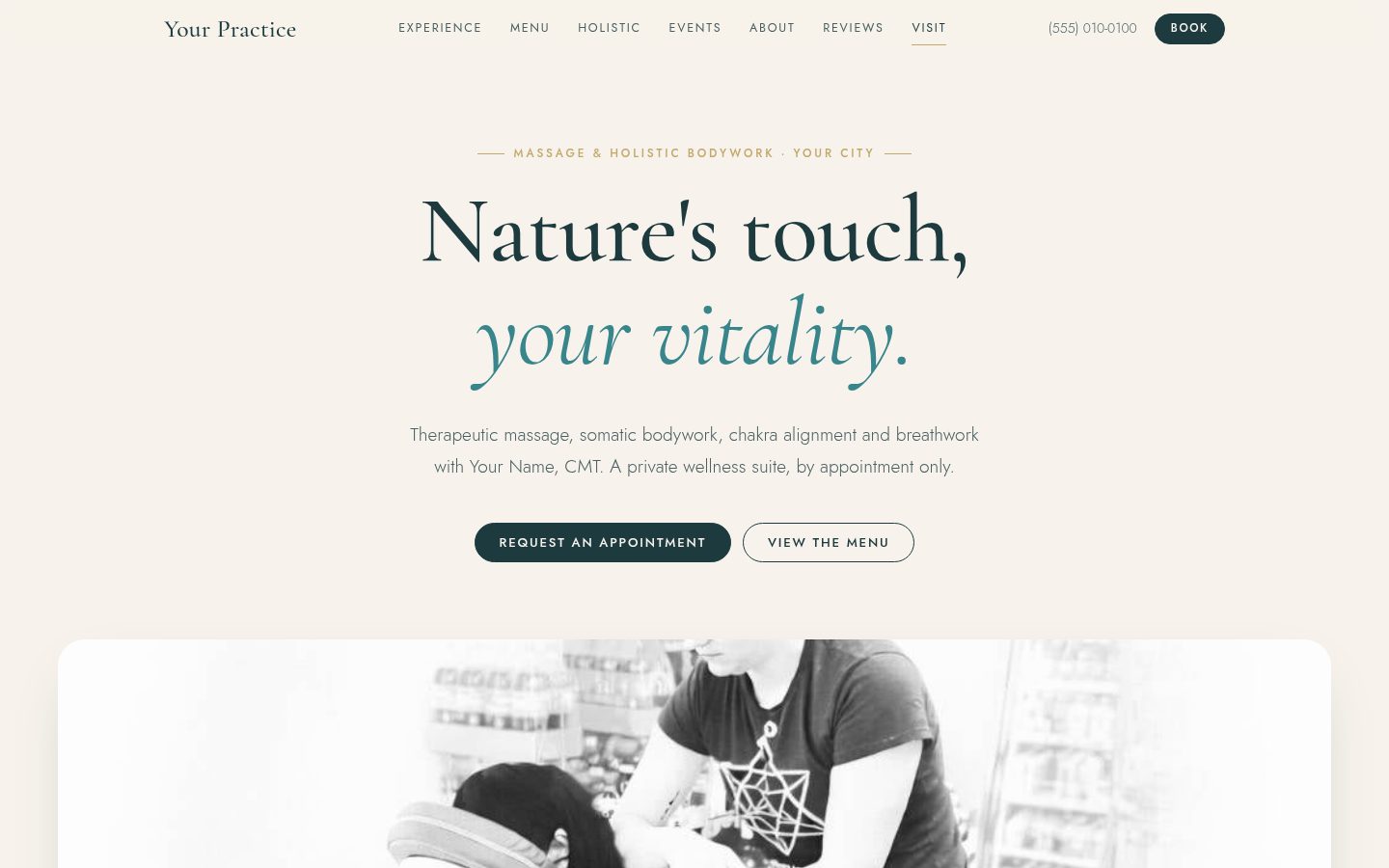 Massage and wellness suite home page